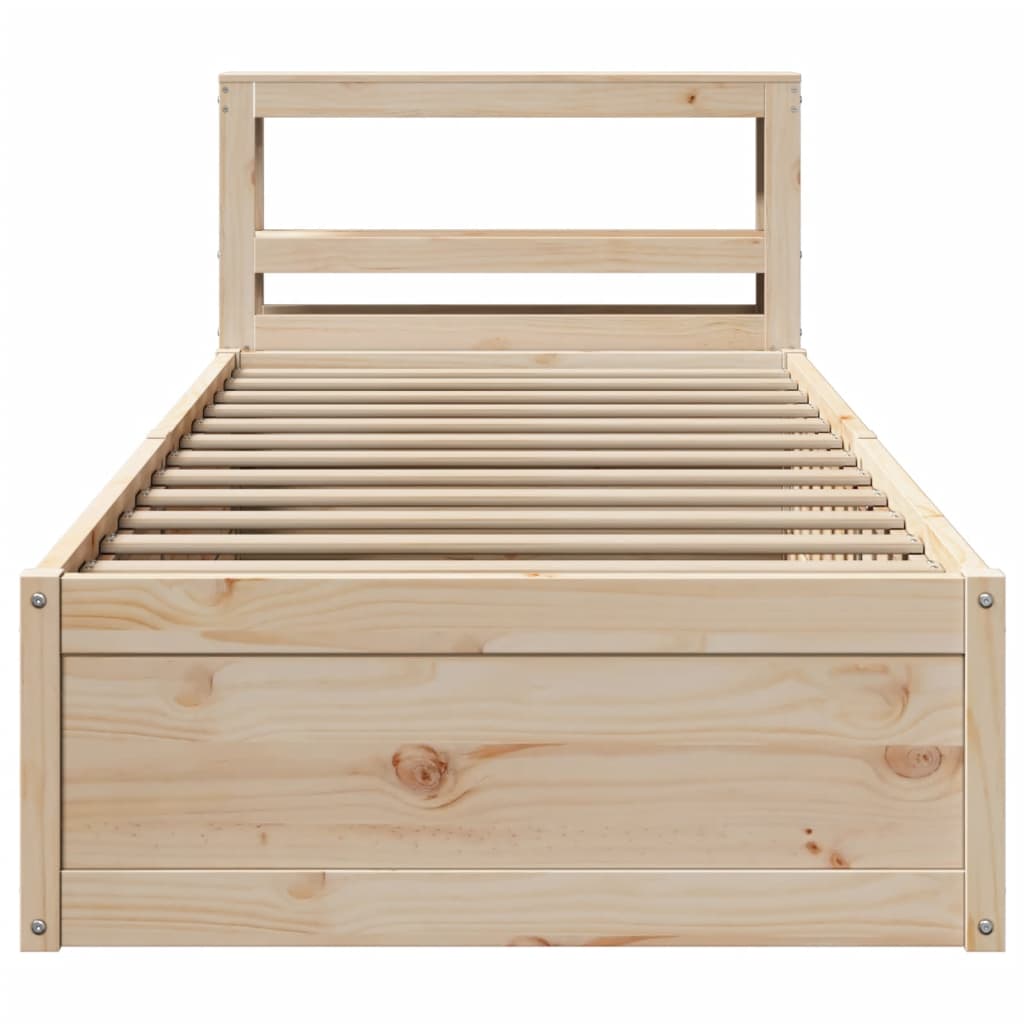 Bed Frame with Headboard Solid Wood Pine Natural 90 cm 190 cm