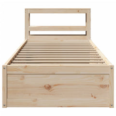 Bed Frame with Headboard Solid Wood Pine Natural 90 cm 190 cm