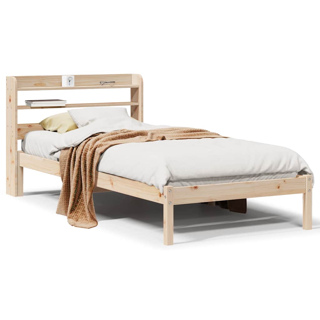 Bed Frame without Mattress Solid Wood Pine Length 190 cm Natural 75 cm