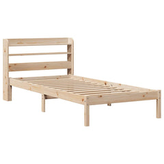Bed Frame without Mattress Solid Wood Pine Length 190 cm Natural 75 cm