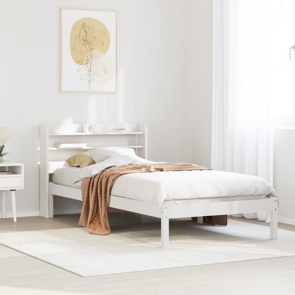 Bed Frame without Mattress Solid Wood Pine Length 200 cm White 90 cm