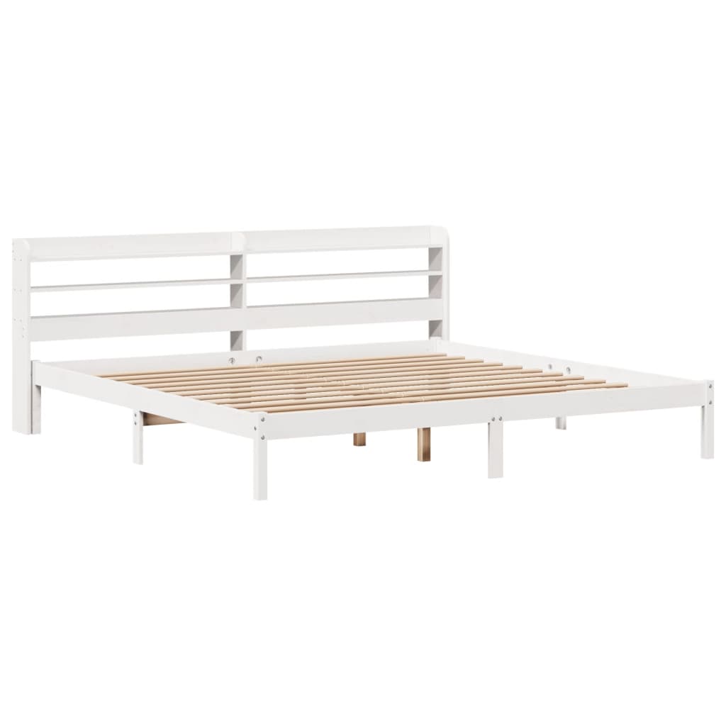 Bed Frame without Mattress Solid Wood Pine Length 200 cm White 200 cm