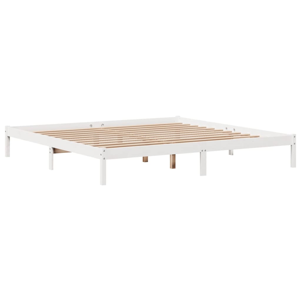 Bed Frame without Mattress Solid Wood Pine Length 200 cm White 200 cm