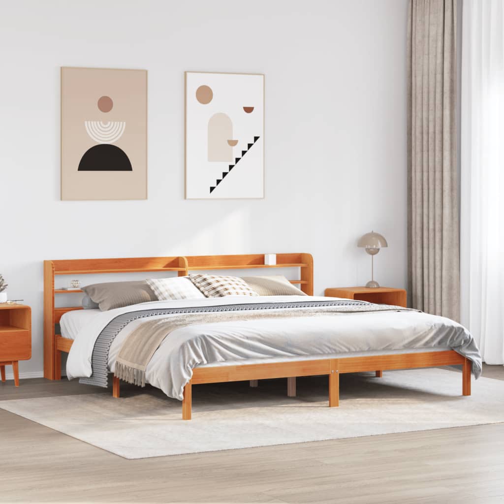 Bed Frame without Mattress Solid Wood Pine Length 200 cm Wax brown 200 cm