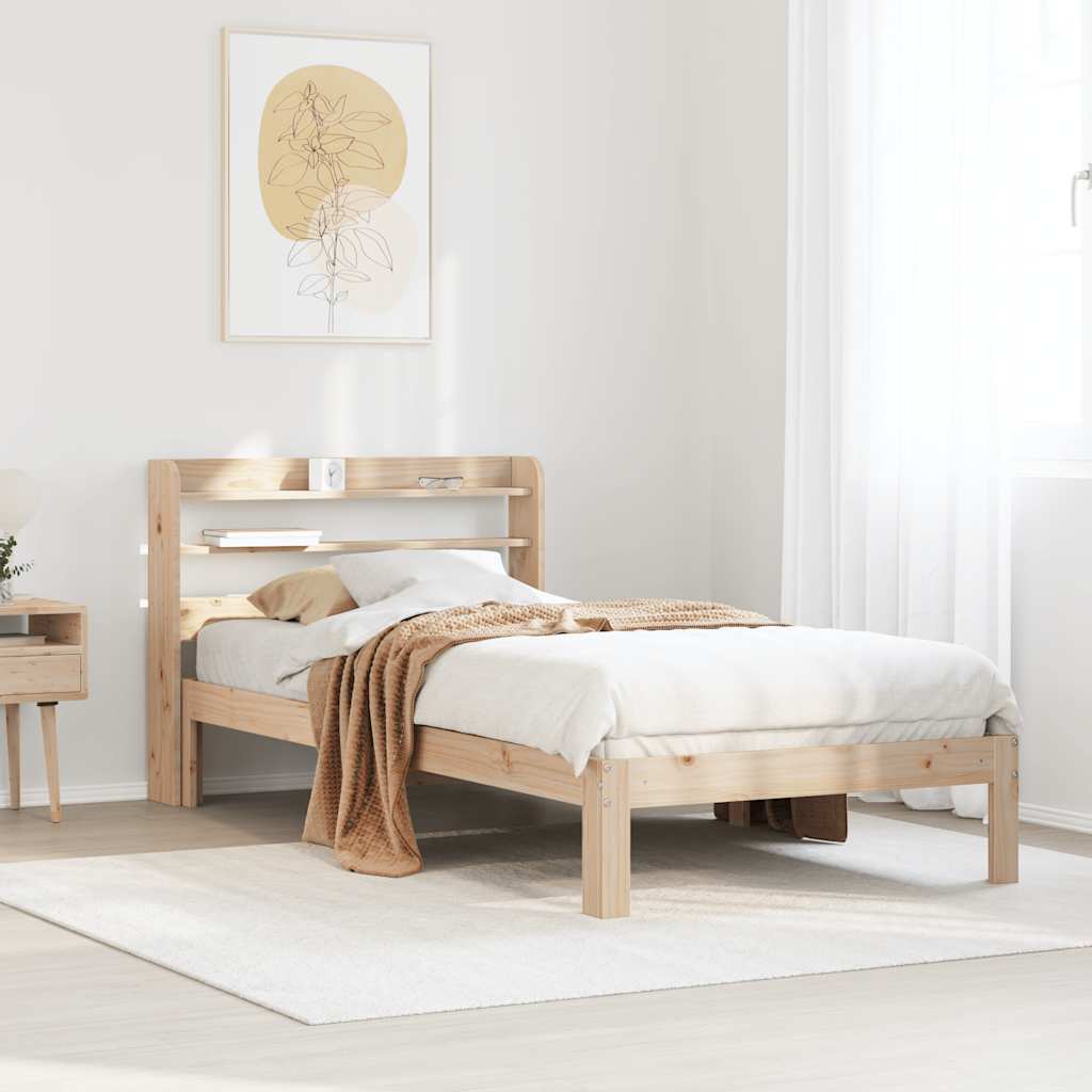 Bed Frame with Headboard without Mattress Natural 90 cm 200 cm