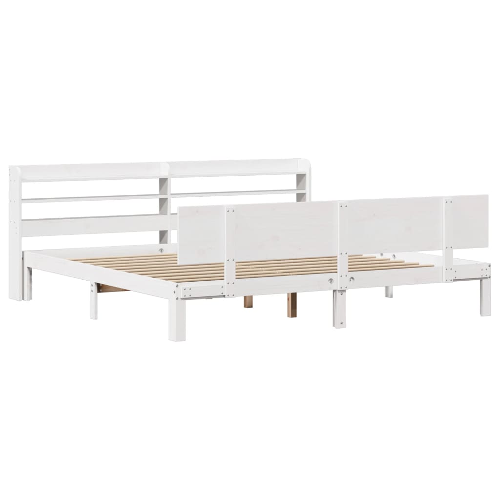Bed Frame 2 pcs Solid Pine Wood White 200 cm 200 cm