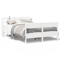 Bed Frame without Mattress Solid Wood Pine Length 200 cm White 140 cm