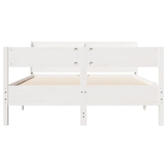 Bed Frame without Mattress Solid Wood Pine Length 200 cm White 140 cm