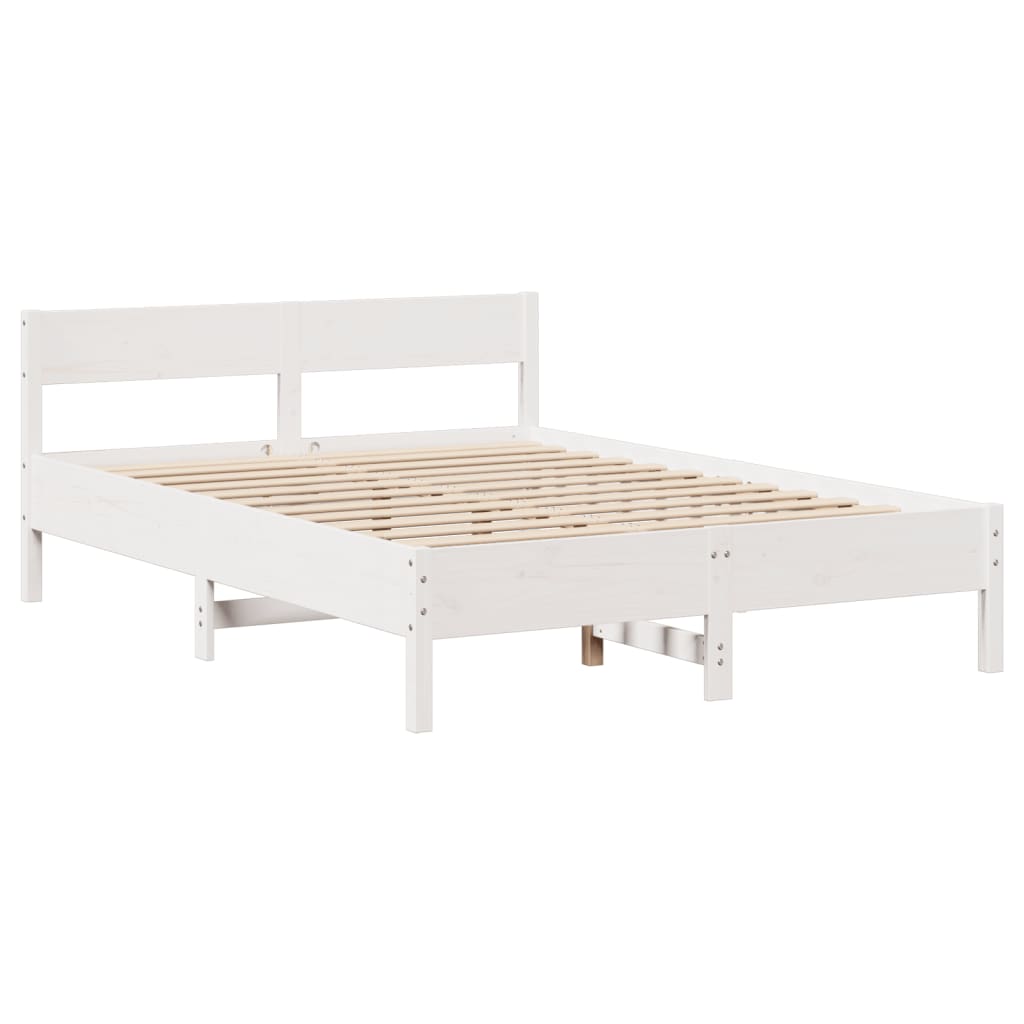 Bed Frame without Mattress Solid Wood Pine Length 200 cm White 140 cm
