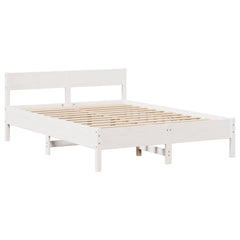 Bed Frame without Mattress Solid Wood Pine Length 200 cm White 140 cm