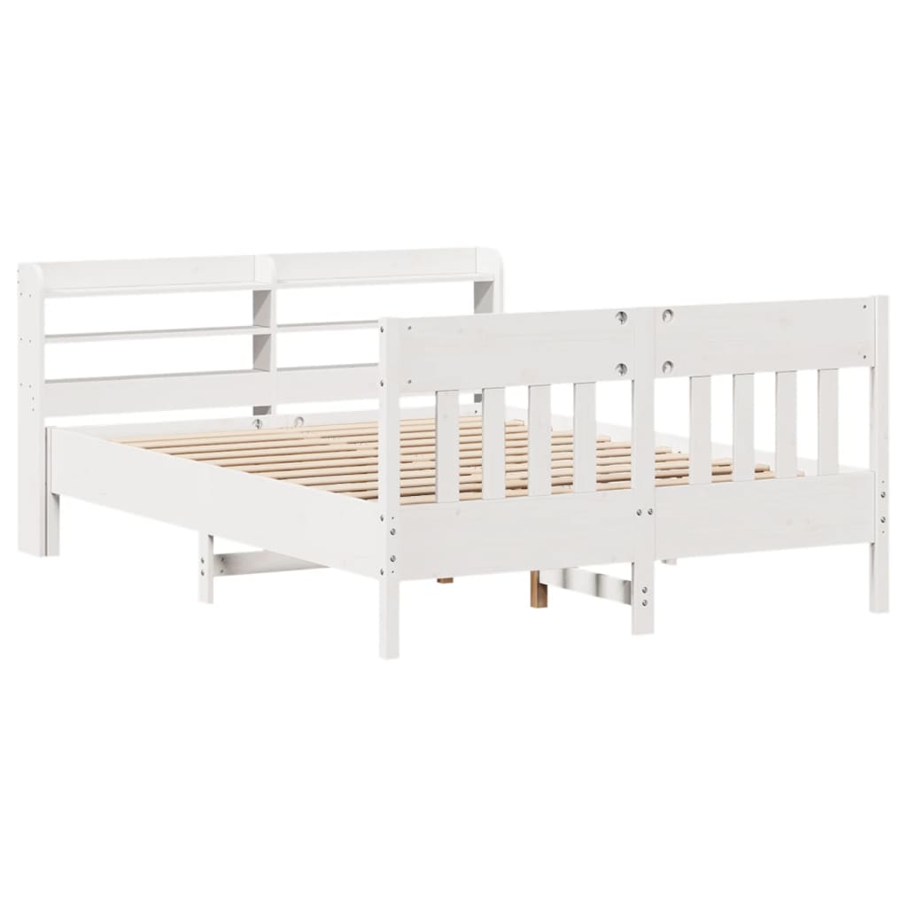 Bed Frame without Mattress Solid Wood Pine Length 200 cm White 160 cm