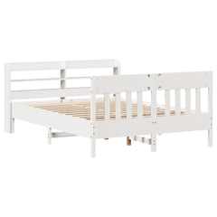 Bed Frame without Mattress Solid Wood Pine Length 200 cm White 160 cm