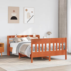 Bed Frame without Mattress Solid Wood Pine Length 200 cm Wax brown 160 cm