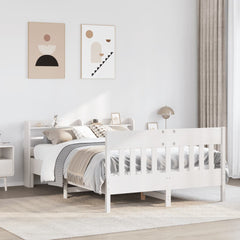 Bed Frame without Mattress Solid Wood Pine Length 200 cm White 140 cm