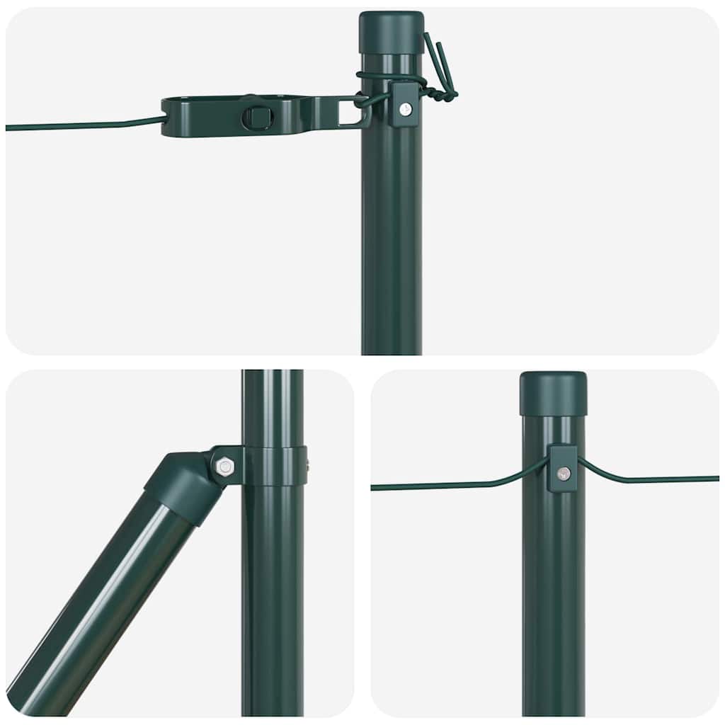 vidaXL Embedded Fence Post 26 pcs Green Powder-Coated Steel 6