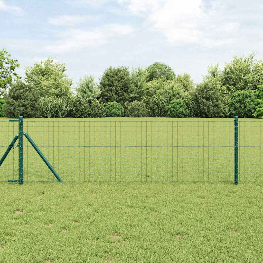 vidaXL Embedded Fence Post 26 pcs Green Powder-Coated Steel 1