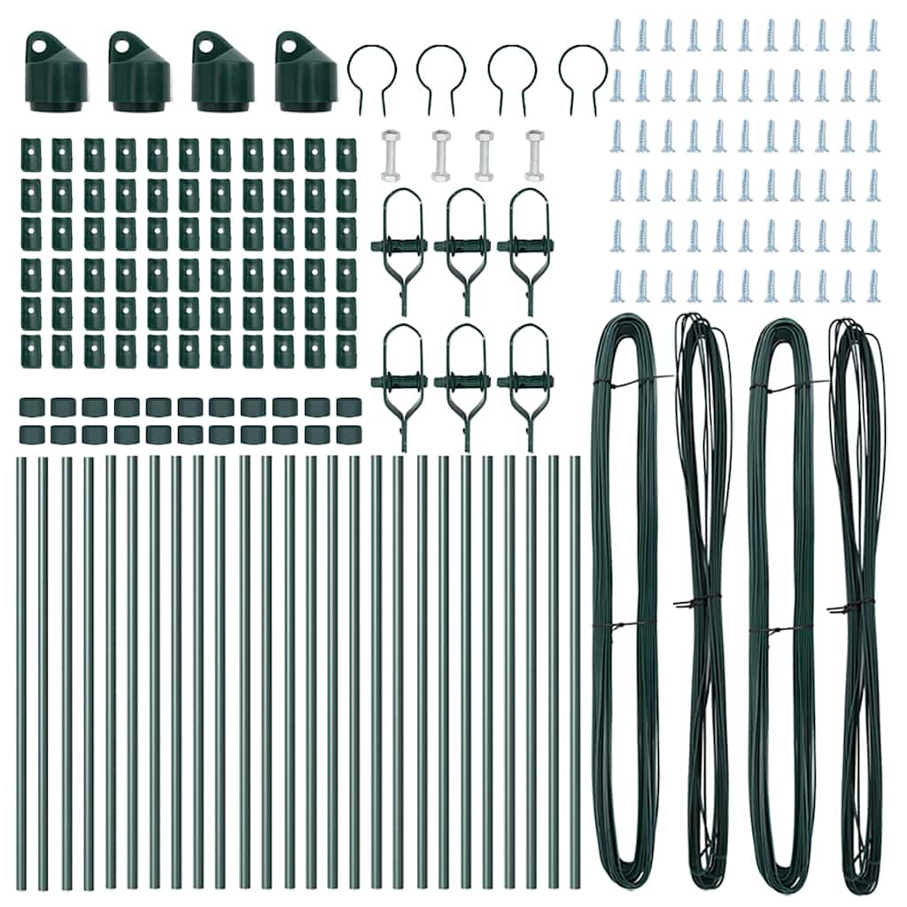 vidaXL Embedded Fence Post 26 pcs Green Powder-Coated Steel 5