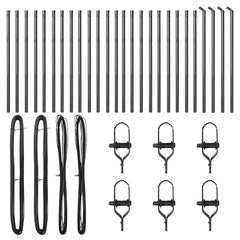 Embedded Fence Post Powder-Coated Steel Grey 26 pcs 100 cm