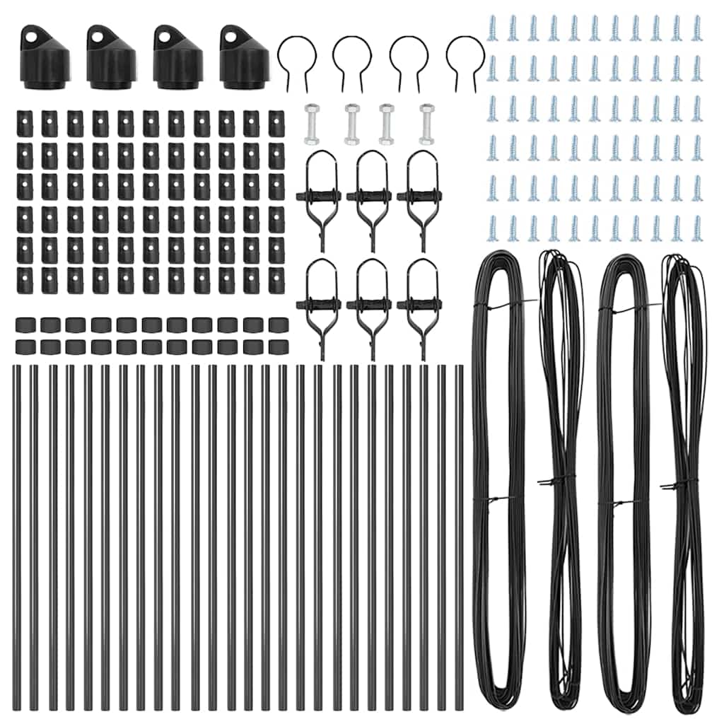 vidaXL Embedded Fence Post 26 pcs Grey Powder-Coated Steel 5