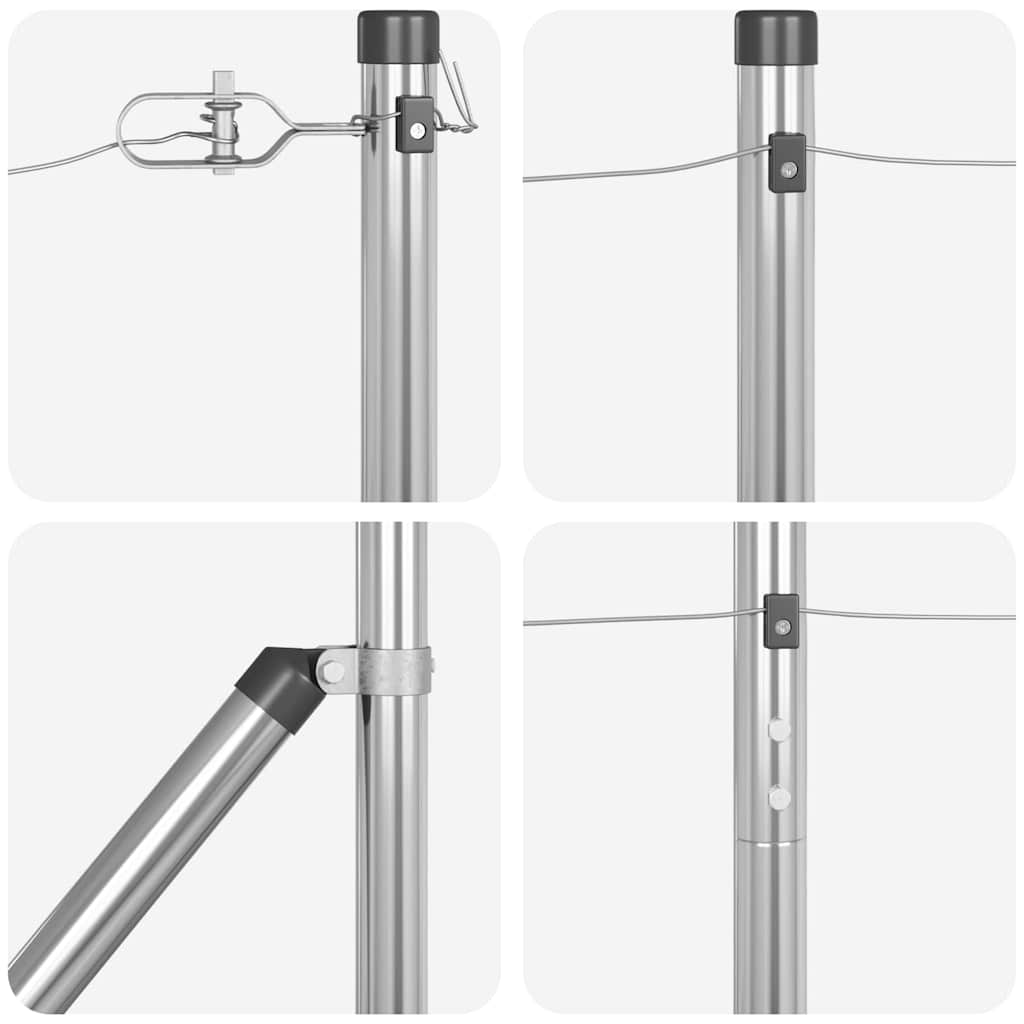 Ground Spike Fence Post 52 pcs Silver 100 cm Galvanised Steel 52x Spike Post 155 cm