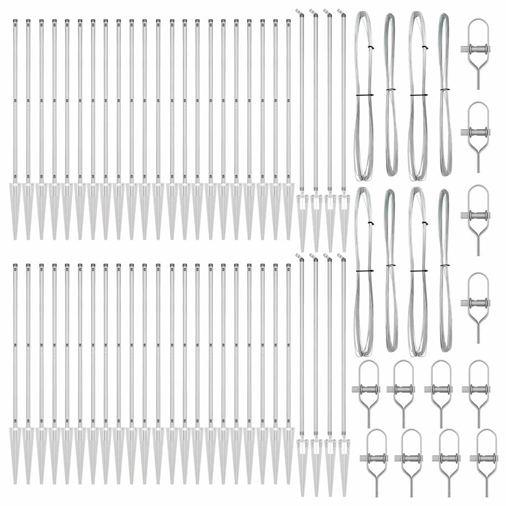 Ground Spike Fence Post 52 pcs Silver 100 cm Galvanised Steel 52x Spike Post 155 cm