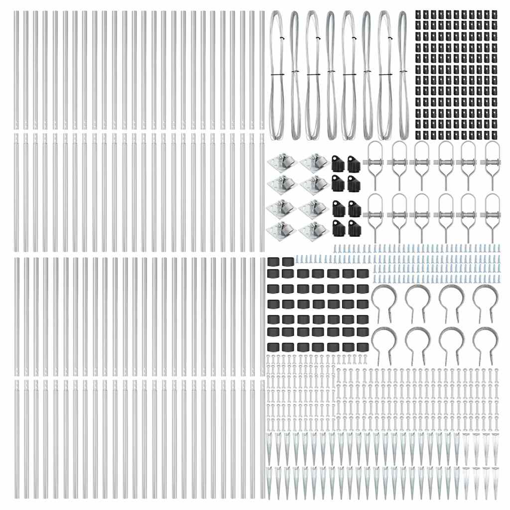 Ground Spike Fence Post 52 pcs Silver 100 cm Galvanised Steel 52x Spike Post 155 cm