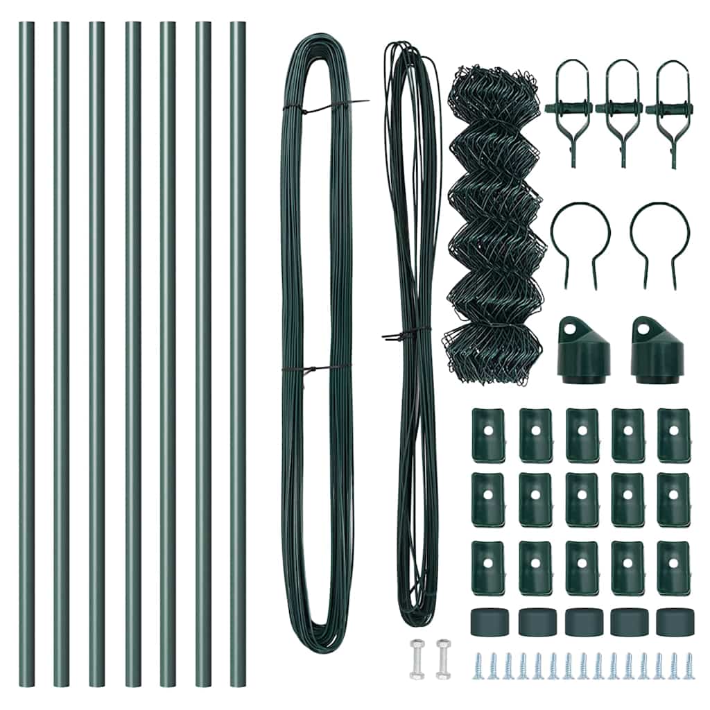 vidaXL Chainlink Fence Ground Fix 10 x 0.4 m PVC-Coated Steel Green 6