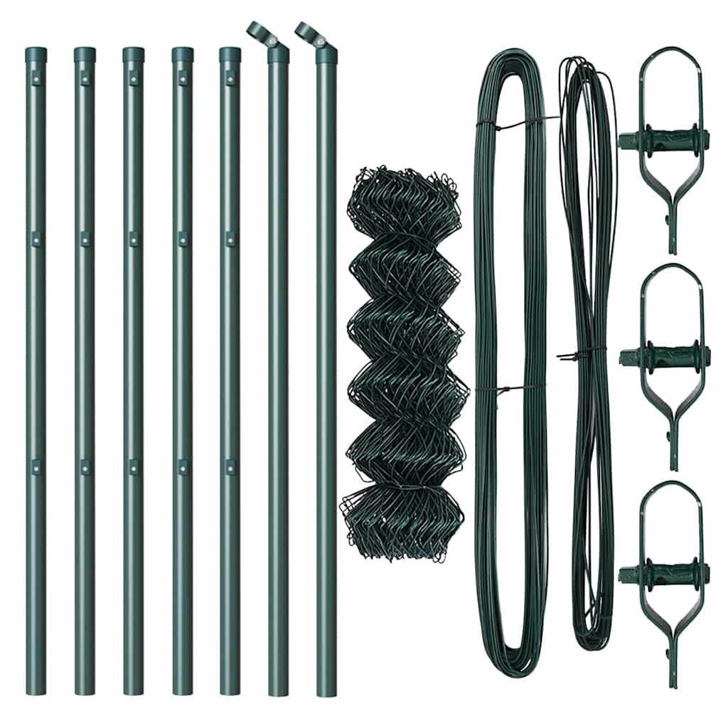 vidaXL Chainlink Fence Ground Fix 10 x 0.4 m PVC-Coated Steel Green 5