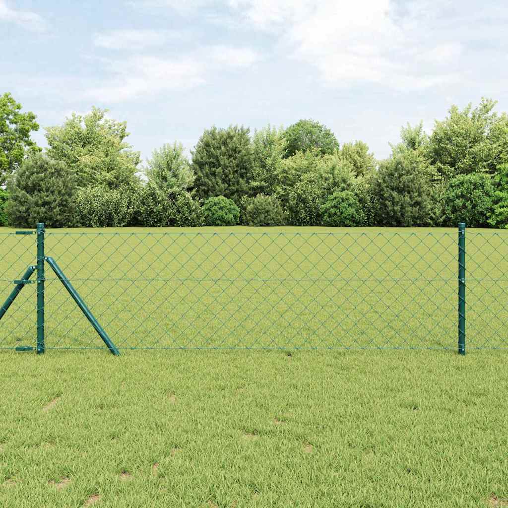vidaXL Chainlink Fence Ground Fix 25 x 0.4 m PVC-Coated Steel Green 1