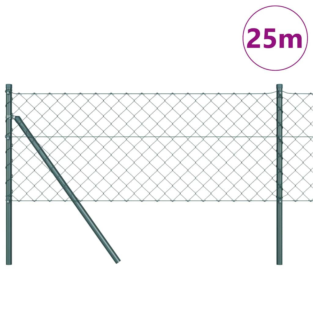 vidaXL Chainlink Fence Ground Fix 25 x 0.4 m PVC-Coated Steel Green 3