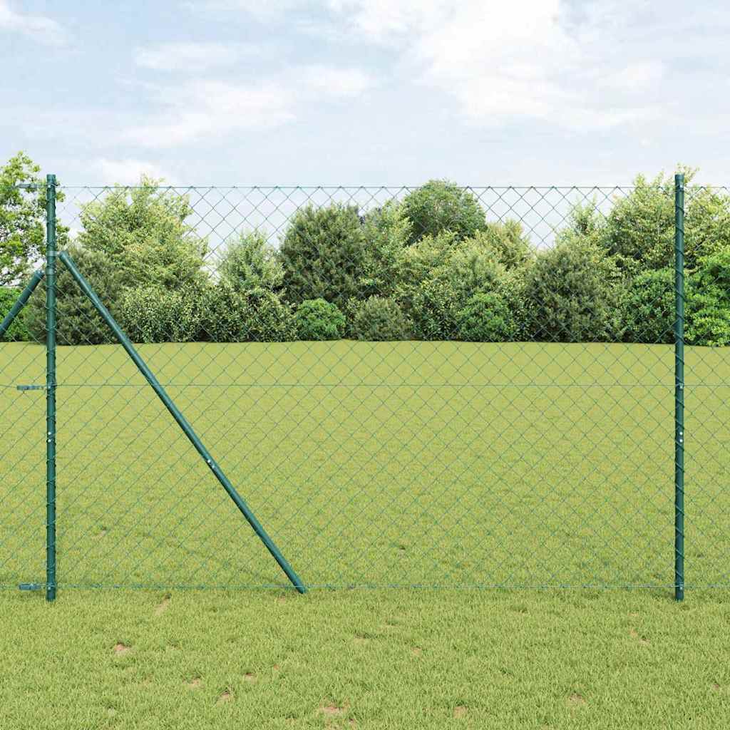 Chainlink Fence 10 x 0.4 m PVC-Coated Steel mesh Size 60 x 60 mm mesh Ground Fix Green 1.6 m