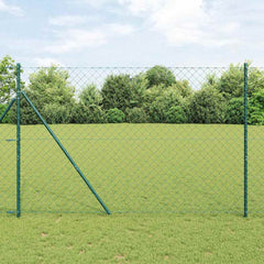 Chainlink Fence 10 x 0.4 m PVC-Coated Steel mesh Size 60 x 60 mm mesh Ground Fix Green 1.6 m