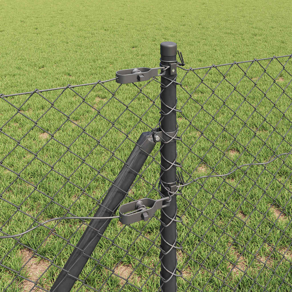 vidaXL Chainlink Fence Ground Fix 10 x 0.4 m PVC-Coated Steel Grey 4