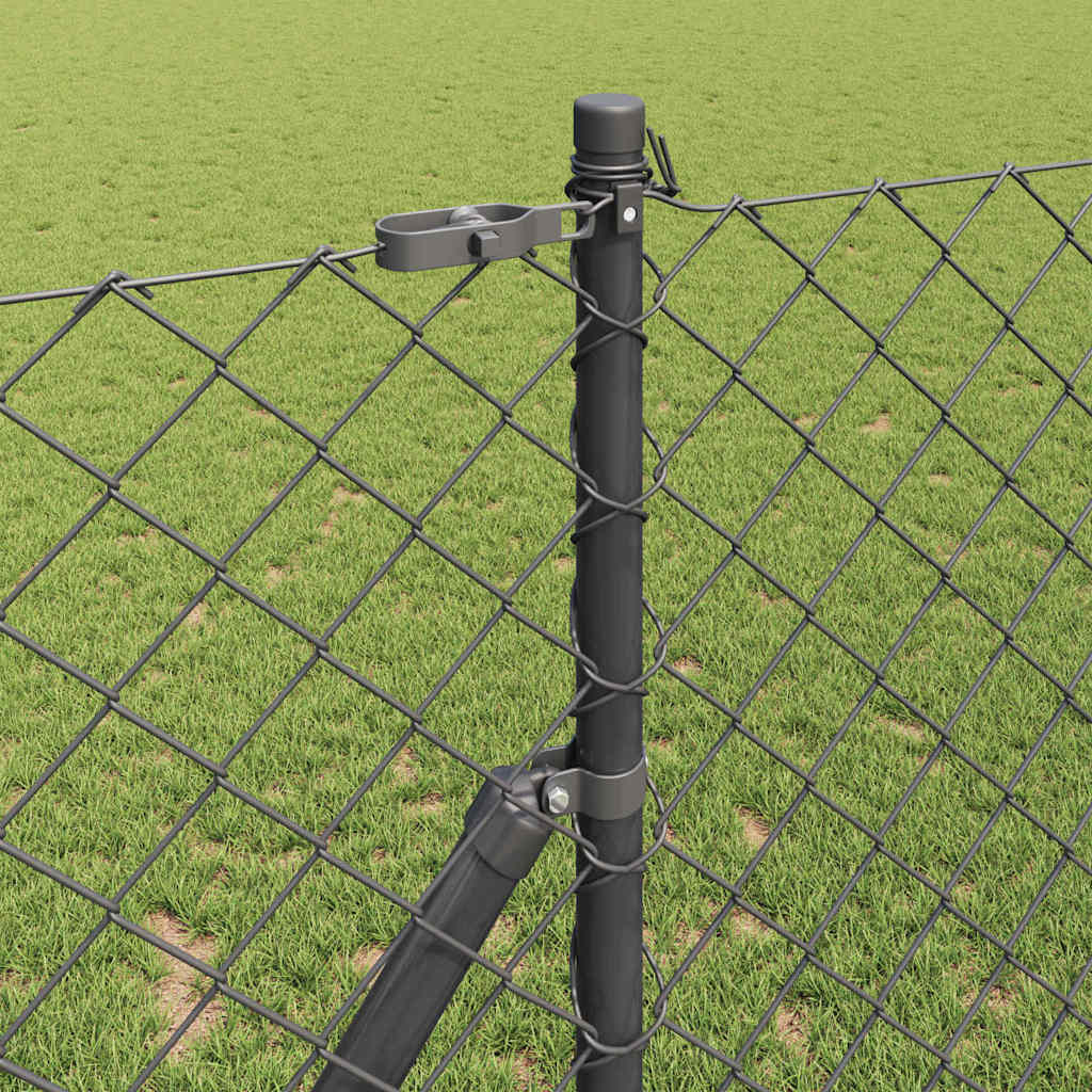 vidaXL Chainlink Fence Ground Fix 10 x 1 m PVC-Coated Steel Grey Mesh 4