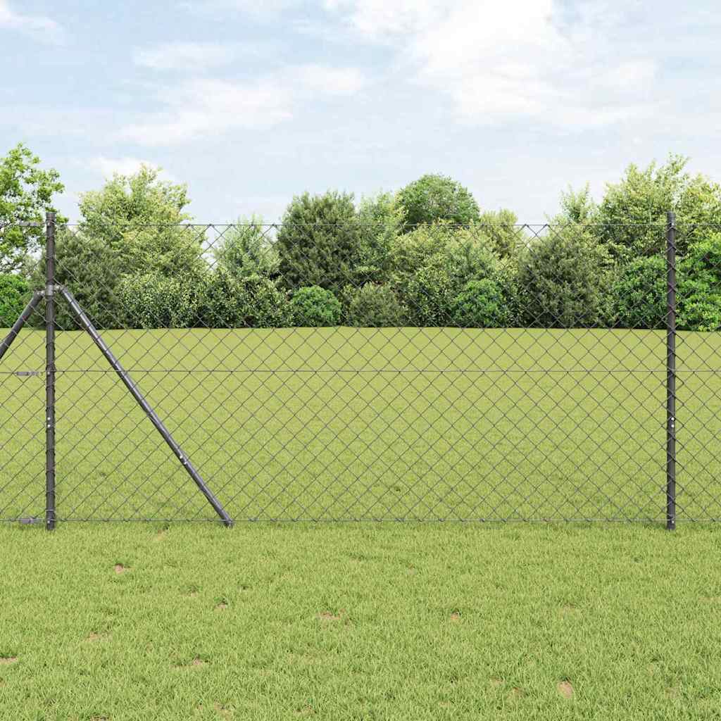vidaXL Chainlink Fence Ground Fix 10 x 1 m PVC-Coated Steel Grey Mesh 1