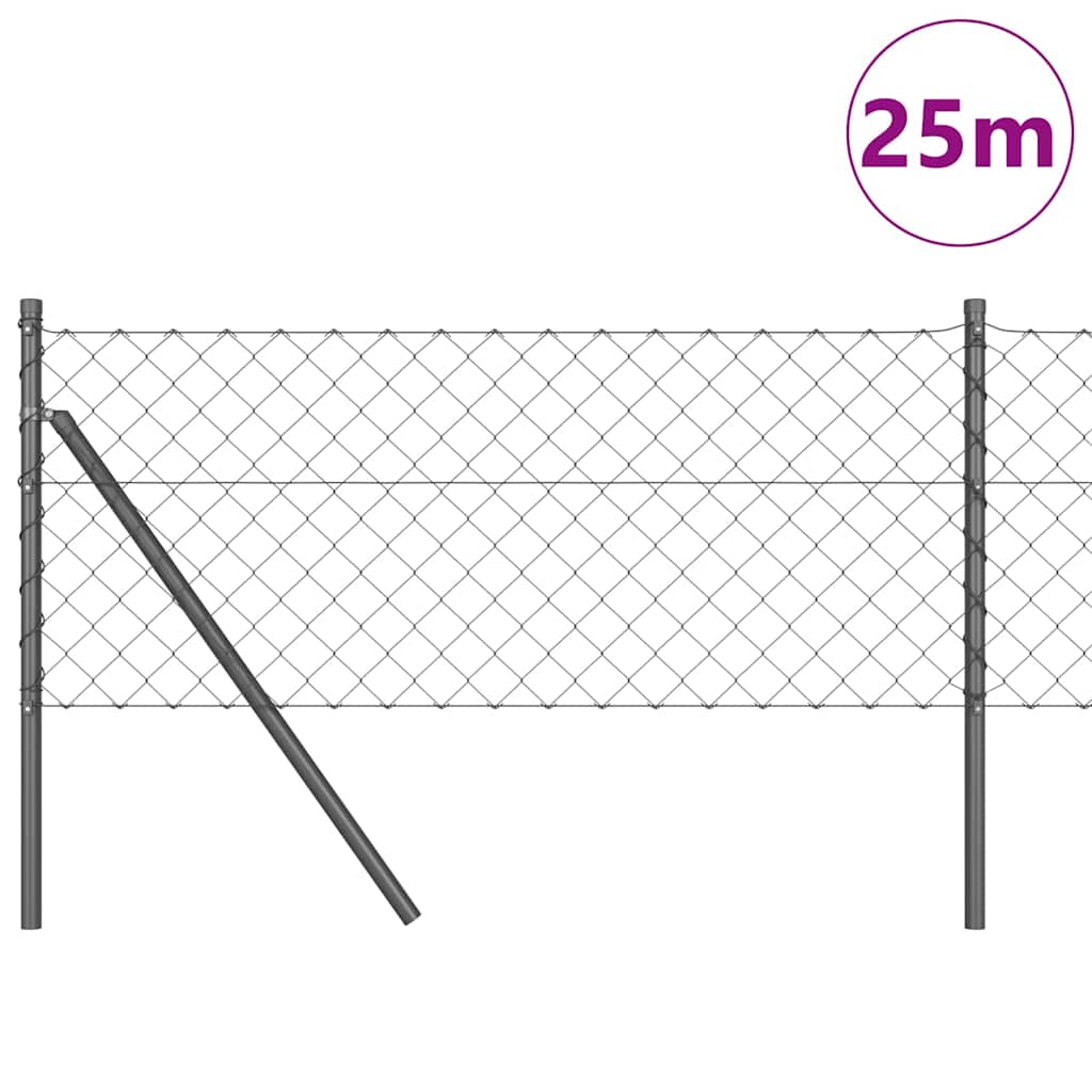vidaXL Chainlink Fence Ground Fix 25 x 0.4 m PVC-Coated Steel Grey 3