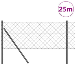 vidaXL Chainlink Fence Ground Fix 25 x 0.4 m PVC-Coated Steel Grey 3