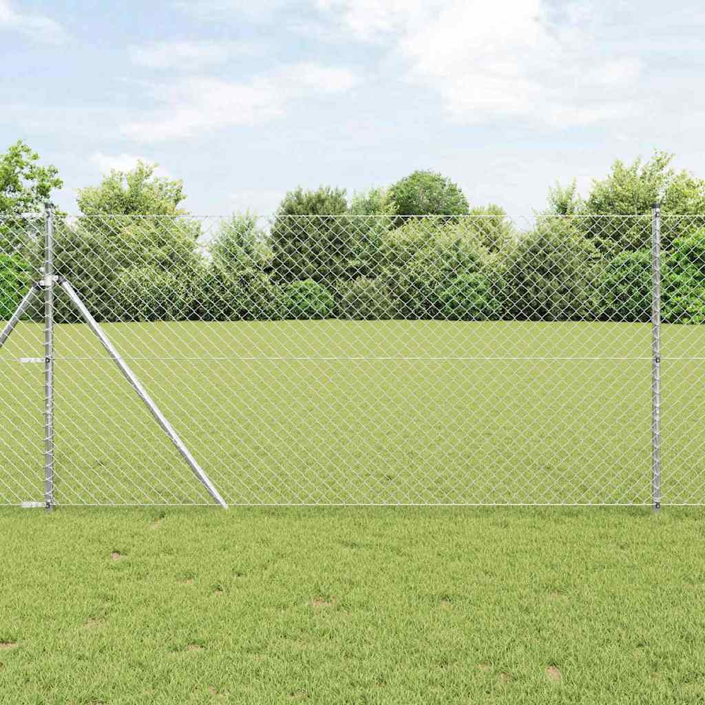 vidaXL Chainlink Fence Ground Fix 10 x 1 m Galvanised Steel Silver 1