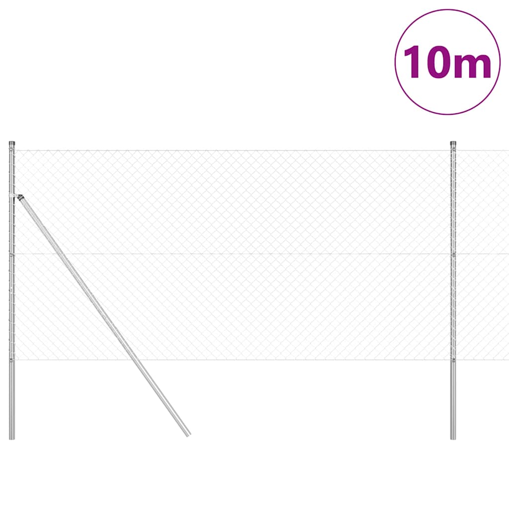 vidaXL Chainlink Fence Ground Fix 10 x 1 m Galvanised Steel Silver 3