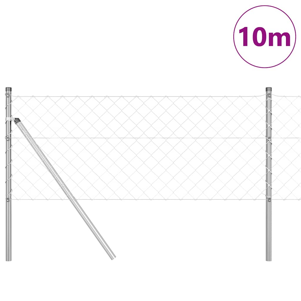 vidaXL Chainlink Fence Ground Fix 10 x 0.8 m Galvanised Steel Silver 3