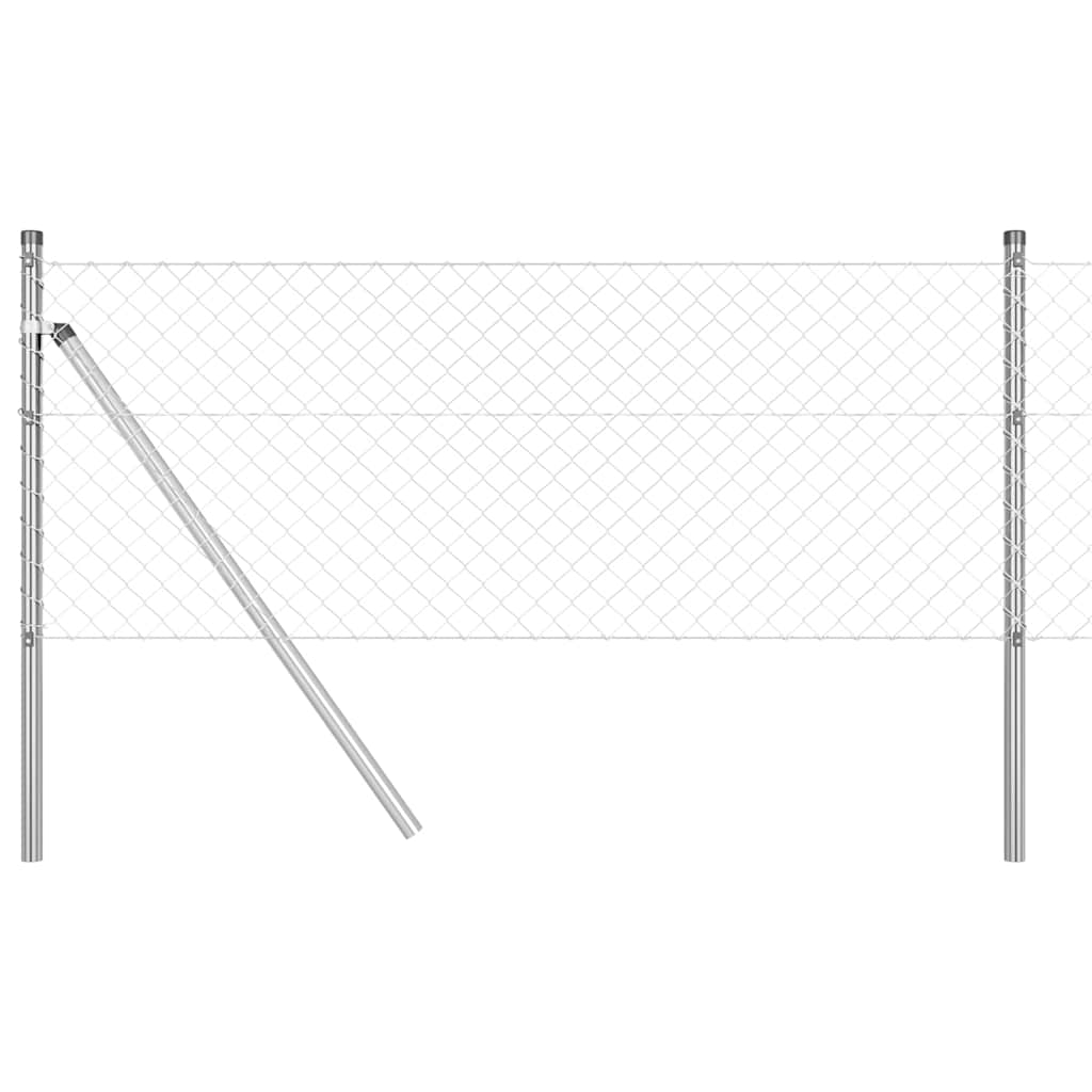 vidaXL Chainlink Fence Ground Fix 25 x 0.4 m Galvanised Steel Silver 2