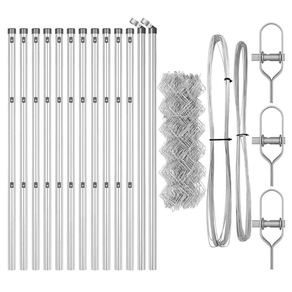 vidaXL Chainlink Fence Ground Fix 25 x 0.4 m Galvanised Steel Silver 5