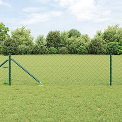 Chainlink Fence with Spikes 10 x 1 m PVC-Coated Steel mesh Size 60 x 60 mm mesh Spike Anchor Fix Green 0.8 m