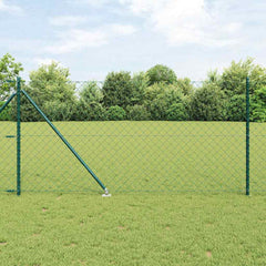Chainlink Fence with Spikes 10 x 1 m PVC-Coated Steel mesh Size 60 x 60 mm mesh Spike Anchor Fix Green 1 m