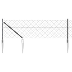 Chainlink Fence with Spikes 10 x 0.4 m PVC-Coated Steel mesh Size 60 x 60 mm mesh Spike Anchor Fix Grey 0.6 m