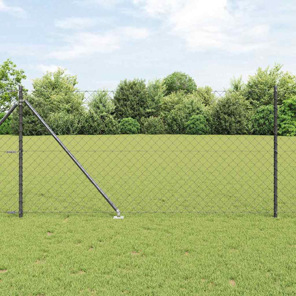 Chainlink Fence with Spikes 10 x 0.4 m PVC-Coated Steel mesh Size 60 x 60 mm mesh Spike Anchor Fix Grey 1 m
