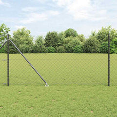Chainlink Fence with Spikes 10 x 0.4 m PVC-Coated Steel mesh Size 60 x 60 mm mesh Spike Anchor Fix Grey 1 m