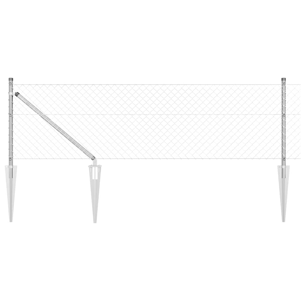 vidaXL Chainlink Fence with Spikes 10 x 0.6 m Galvanised Steel Silver 1