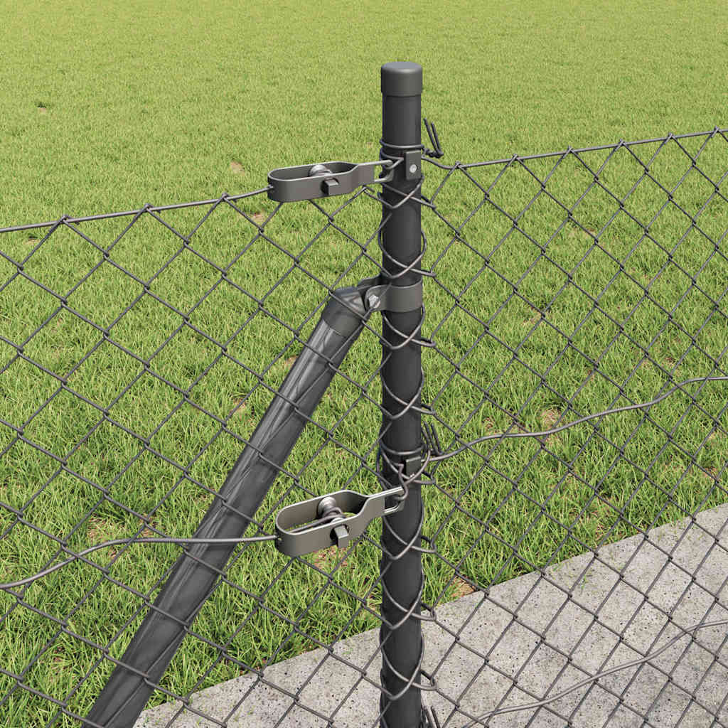 vidaXL Chainlink Fence with Concrete Base 10 x 0.4 m PVC-Coated Steel 5