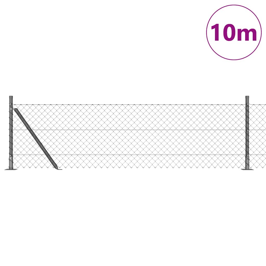 vidaXL Chainlink Fence with Concrete Base 10 x 0.4 m PVC-Coated Steel 3